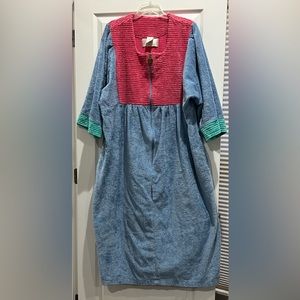 Stan Herman Vintage Tri Color Chenille zip caftan robe lounger 3X